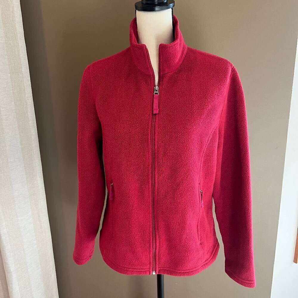 Women's LL Bean Raspberry Zipper Front Polartec Fleece Jacket, Cozy Size Medium